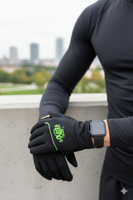 syna gloves balck and neon green